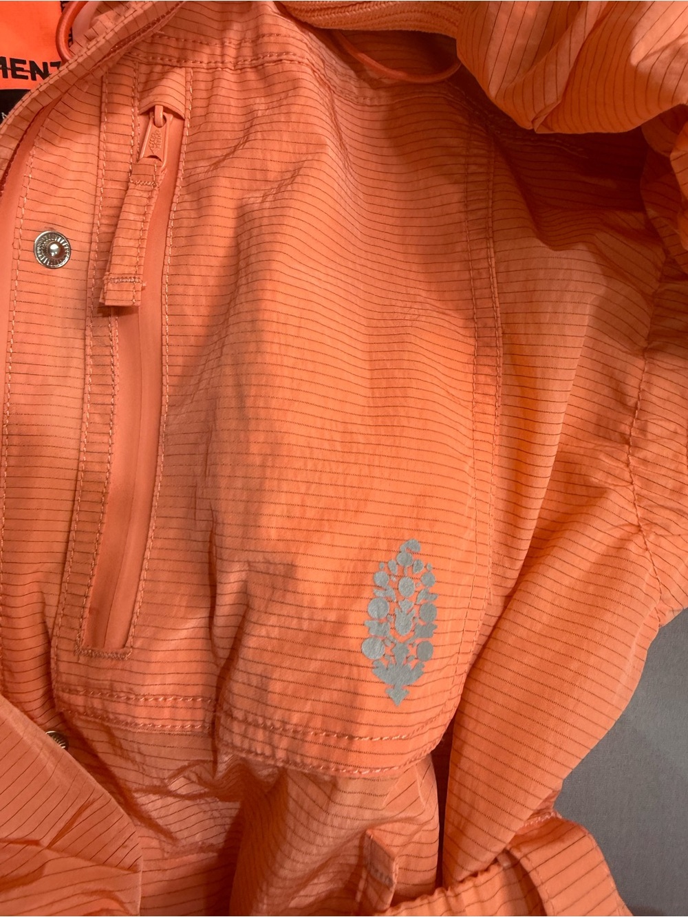 FP Movement Women's Hooded Zip Ripstop Nylon Windbreaker Jacket Peach S